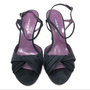 LERRE black fabric heels, handmade in Italy